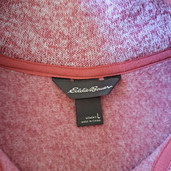 Eddie Bauer Fleece Pink Snap Button Mock Neck Sweatshirt Size Large - Picture 5 of 12